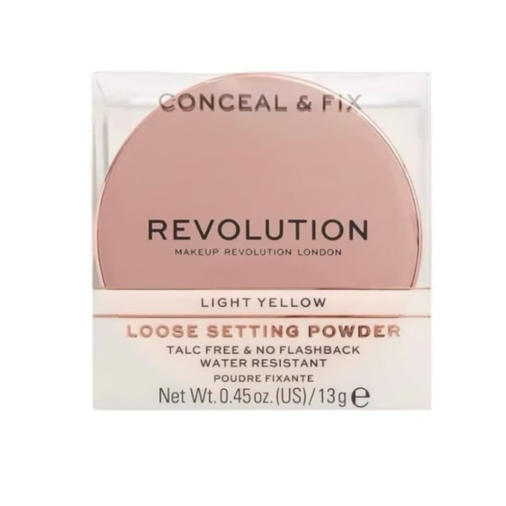 Revolution Conceal & Fix Setting Powder – Light Yellow New